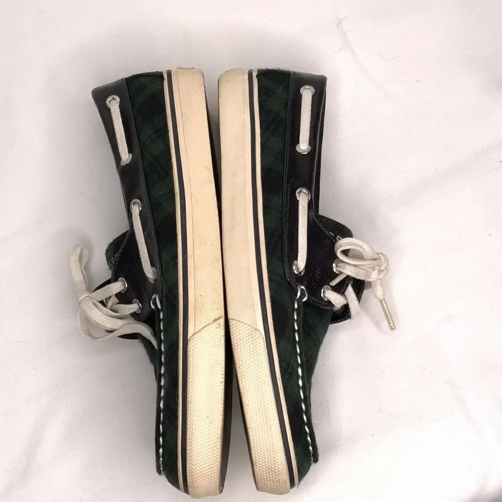 Sperry Top Sider Women's Plaid Boat Shoe Blue Green Size 8M